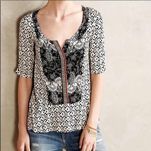 Anthropologie Akemi + Kin Split Neck Ikat Tee